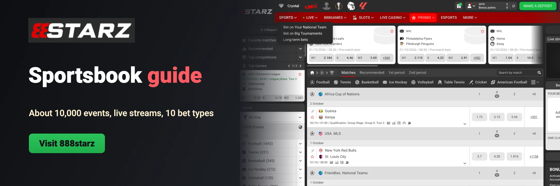 888starz sportsbook guide: about 10,000 events, live streams and 10 bet types
